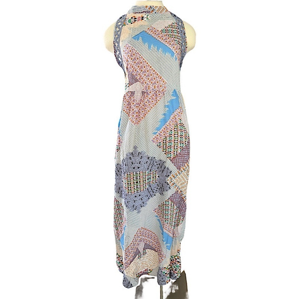 Anthropologie Jaase Sleeveless Maxi Dress M Floral Open Back Boho Beach Crochet